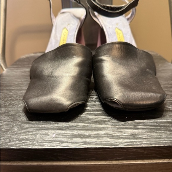 Lisa Nading Elegant Black Leather Heels with Ankle Strap - Picture 2 of 16